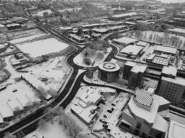 High Angle View of City in Classic Black and White photo