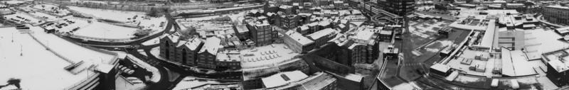 High Angle View of City in Classic Black and White photo