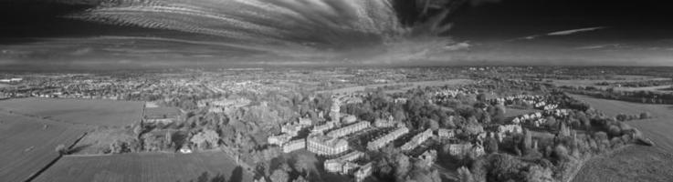 Aerial View of British Landscape in Classic Black and White photo