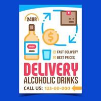 Delivery Alcoholic Drinks Promotion Poster Vector