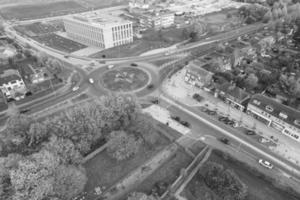 High Angle View of British Landscape of England in Classic Black and White photo