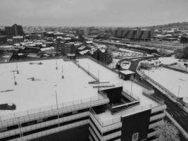 High Angle View of City in Classic Black and White photo