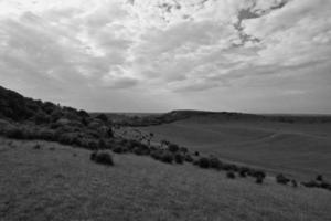 High Angle Footage of British Landscape in Classic Black and White photo