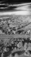 Aerial View of British Landscape in Classic Black and White photo