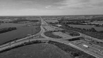 High Angle View of British Landscape in Classic Black and White Style photo