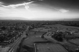 High Angle View of British Landscape of England in Classic Black and White photo