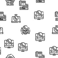 Voip Calling System Seamless Pattern Vector