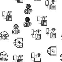 Voip Calling System Seamless Pattern Vector