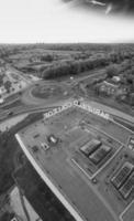 High Angle View of British Landscape of England in Classic Black and White photo