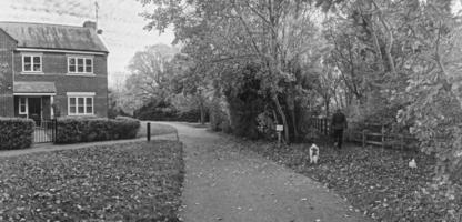 Aerial View of British Landscape in Classic Black and White photo