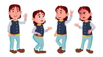 Boy Schoolboy Kid Poses Set Vector. Primary School Child. Cheerful Pupil. Teenager. For Postcard, Announcement, Cover Design. Isolated Cartoon Illustration vector