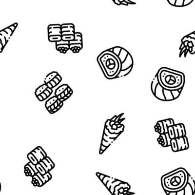 Sushi Roll Asian Dish Seamless Pattern Vector