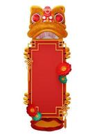 Chinese new year, lion dance with frame, 3d rendering photo