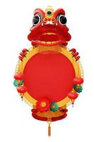 Chinese new year, lion dance with frame, 3d rendering photo