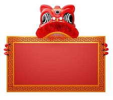 Chinese new year, lion dance with frame, 3d rendering photo