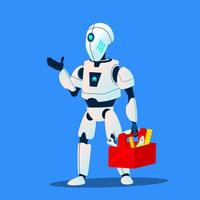 Robot Repair Man Master Service Vector. Isolated Illustration vector