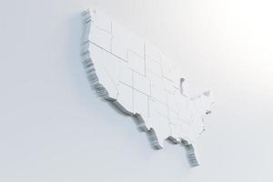 Extruded map of America USA 3d render photo