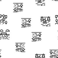 River Landscape Seamless Pattern Vector