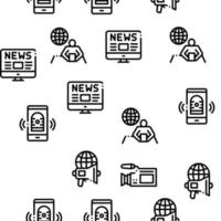 Journalist Reporter Seamless Pattern Vector