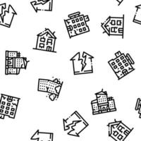 Broken House Building Seamless Pattern Vector