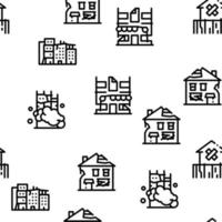 Broken House Building Seamless Pattern Vector