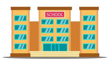 School Building Vector. University House Fasade. College Front Entrance. Isolated Cartoon Illustration vector