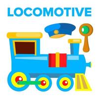 vector de locomotora. juguete para niños tren carretera ferrocarril. ilustración de dibujos animados aislados