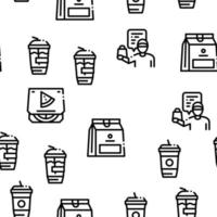 Take Away Food And Drink Delivery Seamless Pattern Vector