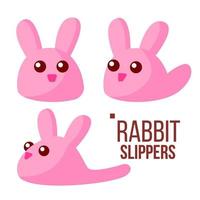 Rabbit Slippers Vector. Pink Female Home Footwear. Isolated Flat Cartoon Illustration vector