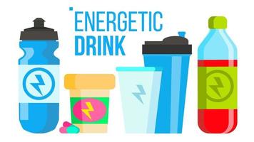 Energetic Drink Vector. Energy Icon. Bottle, Sport Can Or Tin. Isolated Flat Cartoon Illustration vector