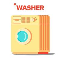 Washer Mashine Vector. Classic Autonomus Home Washing Mashine. Isolated Flat Cartoon Illustration vector
