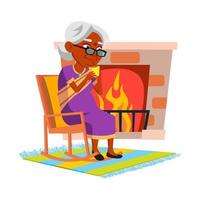 Elderly Woman Drinking Tea In Living Room Vector