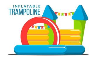 Inflatable Trampoline Vector. Playground Toy. Castle, Tower. Park. Isolated Flat Cartoon Illustration vector