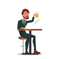 Man In Business Suits Relaxing At The Bar With Beer And Laughing Vector Flat Cartoon Illustration