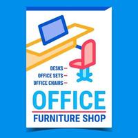 Office Furniture Shop Promotional Poster Vector