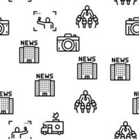 Journalist Reporter Seamless Pattern Vector