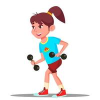 Girl Engaging In Fitness Vector. Sport. Healthy. Isolated Illustration vector