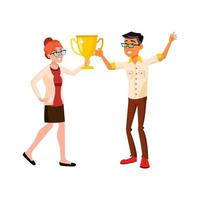 Business People Man And Woman Hold Goblet Vector