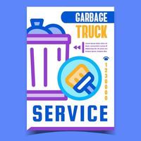 vector de banner de publicidad de servicio de camión de basura