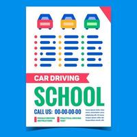 Car Driving School Creative Promo Banner Vector