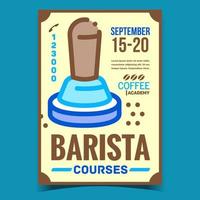 vector de banner de publicidad creativa de cursos de barista