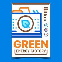 Green Energy Factory Creative Promo Poster Vector