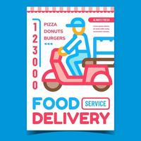 Food Delivery Service Advertising Poster Vector