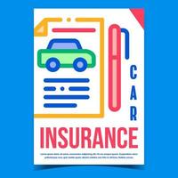 vector de cartel de publicidad creativa de seguro de automóvil
