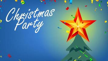 banner de fiesta de navidad con estrella brillante y confeti en el vector del cielo nocturno. ilustración