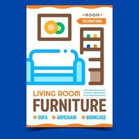 Living Room Furniture Promotional Poster Vector