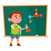 Boy Scientist Make Experiment On Lesson Vector