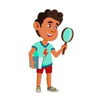 Boy Child Scientist With Magnifier Tool Vector