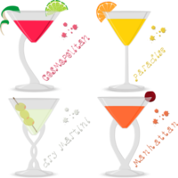 Various sweet tasty natural alcohol cocktail png