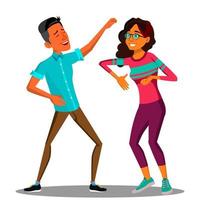Dancing Couple Man And Woman Vector. Isolated Illustration vector